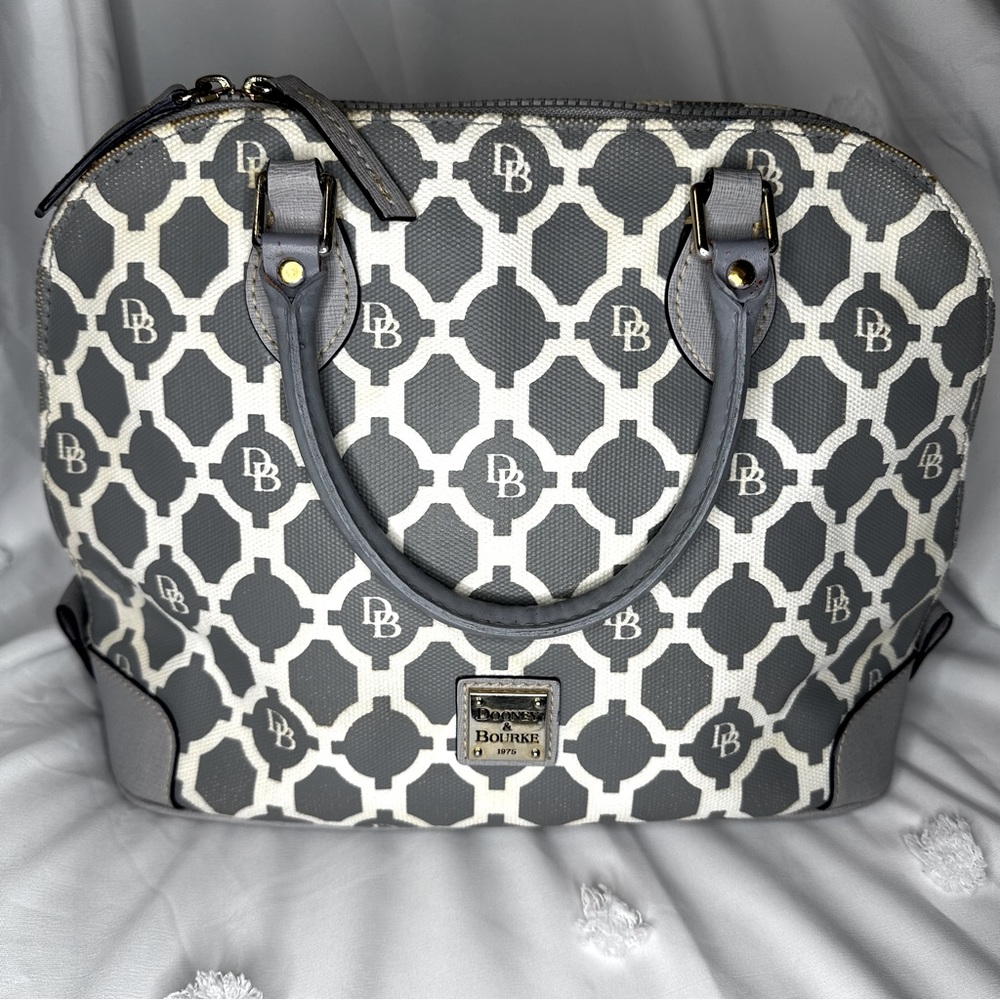 Vintage Dooney and Bourke Grey and White Dome Satchel